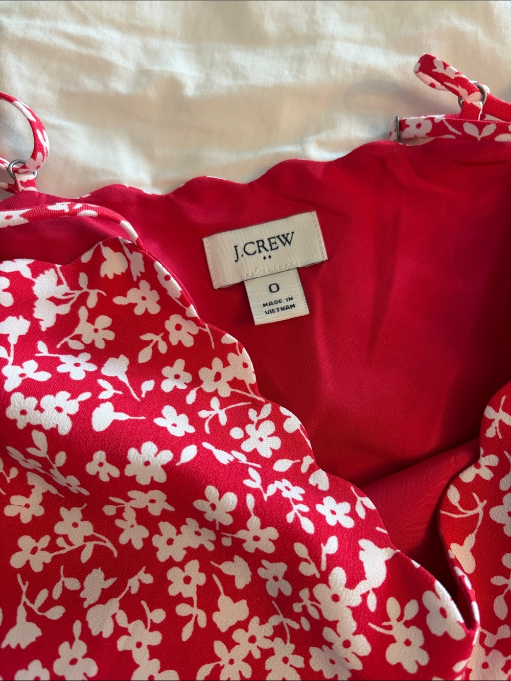 J. Crew Red and White Floral Spaghetti Strap Cami